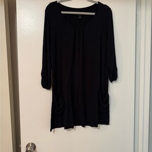 LOGO by Lori Goldstein Black Tunic Top
